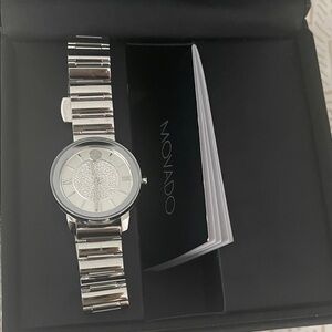 Movado Silver Timepiece with Crystal Accents